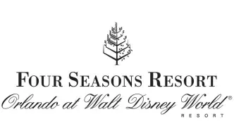 Logo of four seasons resort orlando at walt disney world resort featuring elegant text and a stylized tree symbol.