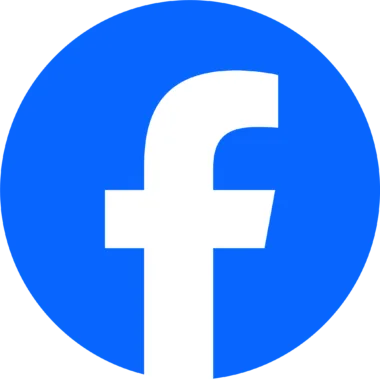 The facebook logo displayed prominently, consisting of a white lowercase "f" centered on a circular blue background.