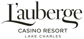 The logo of l'auberge casino resort lake charles, featuring elegant script typography.